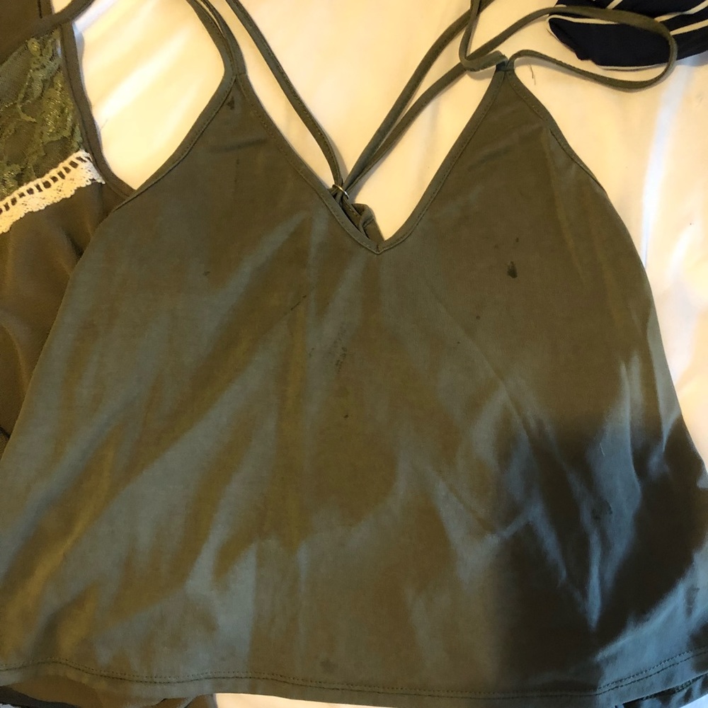 Army green spaghetti strap blouse